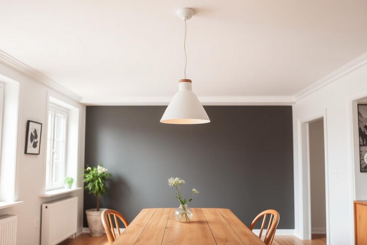 Neue moderne Pendelleuchte nach der Montage