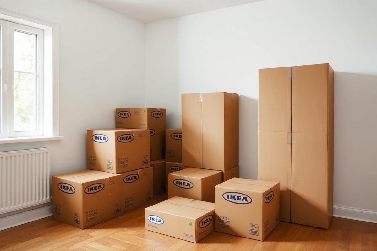 Ungeöffnete IKEA PAX Kartons vor der Montage